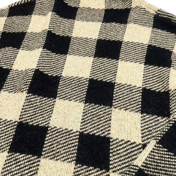 Loft Sweater Womens Size L Tan Black Checkered Plaid Knit Mock Neck Ann Taylor - Picture 2 of 4